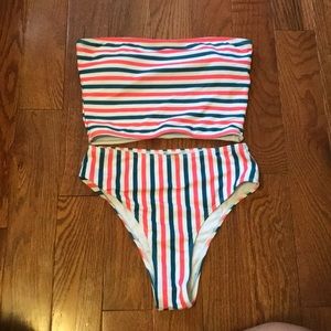 Striped two piece high waisted bikini!